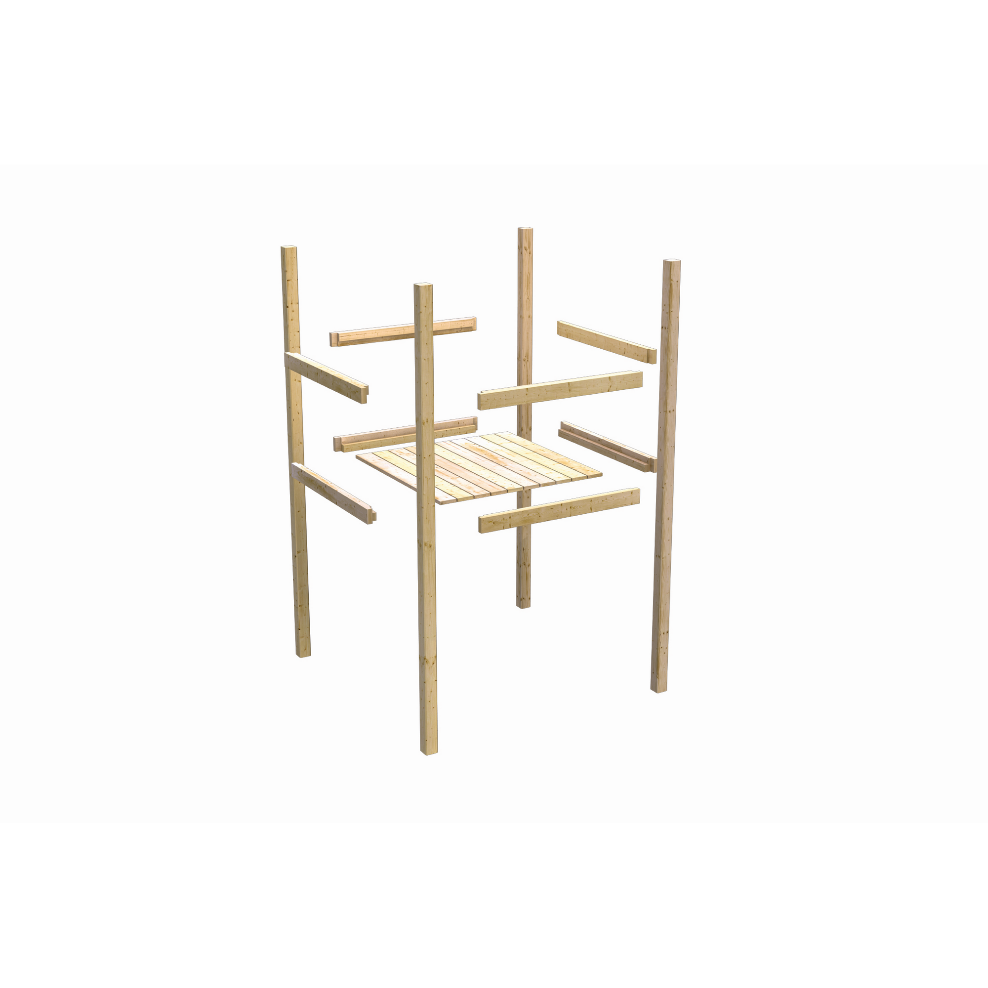 Stelzenhaus 'Ciana' naturbelassen mit Holzrampe, Rutsche blau 440 x 244 x 309 cm