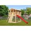 Stelzenhaus 'Ciana' naturbelassen mit Holzrampe, Rutsche rot 440 x 244 x 309 cm