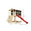 Stelzenhaus 'Ciana' terragrau mit Holzrampe, Rutsche rot 440 x 244 x 309 cm