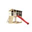 Stelzenhaus 'Ciana' terragrau mit Holzrampe, Rutsche rot 440 x 244 x 309 cm