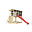 Stelzenhaus 'Ciana' terragrau mit Holzrampe, Rutsche rot 440 x 244 x 309 cm