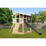 Stelzenhaus 'Ciana' terragrau mit Holzrampe, Rutsche anthrazit 440 x 244 x 309 cm