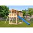 Stelzenhaus 'Ciana' naturbelassen mit Doppelschaukel, Rutsche blau 680 x 264 x 309 cm