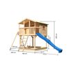 Stelzenhaus 'Ciana' naturbelassen mit Doppelschaukel, Rutsche blau 680 x 264 x 309 cm