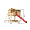 Stelzenhaus 'Ciana' naturbelassen mit Doppelschaukel, Rutsche rot 680 x 264 x 309 cm