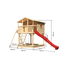 Stelzenhaus 'Ciana' naturbelassen mit Doppelschaukel, Rutsche rot 680 x 264 x 309 cm