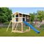 Stelzenhaus 'Ciana' terragrau mit Doppelschaukel, Rutsche blau 680 x 264 x 309 cm