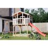 Stelzenhaus 'Ciana' terragrau mit Doppelschaukel, Rutsche rot 680 x 264 x 309 cm