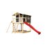 Stelzenhaus 'Ciana' terragrau mit Doppelschaukel, Rutsche rot 680 x 264 x 309 cm
