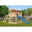 Stelzenhaus 'Ciana' naturbelassen mit Doppelschaukel, Wellenrutsche blau 748 x 264 x 309 cm