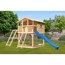 Stelzenhaus 'Ciana' naturbelassen mit Doppelschaukel, Wellenrutsche blau 748 x 264 x 309 cm