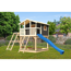 Stelzenhaus 'Ciana' terragrau mit Doppelschaukel, Rutsche blau 748 x 264 x 309 cm