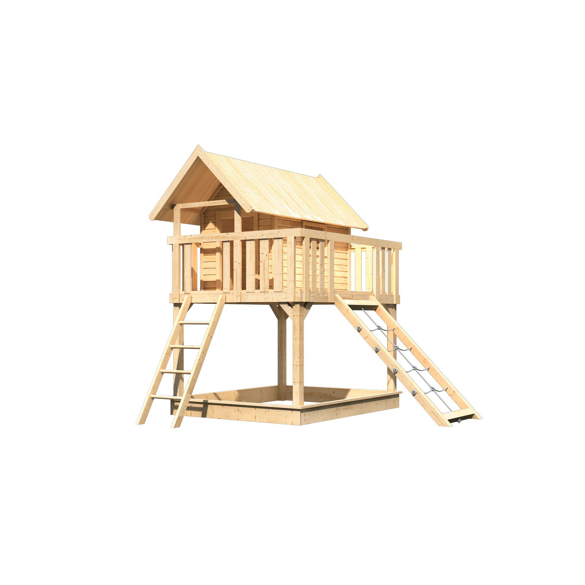 Stelzenhaus 'Karlie' naturbelassen mit Netzrampe 198 x 243 x 329,5 cm