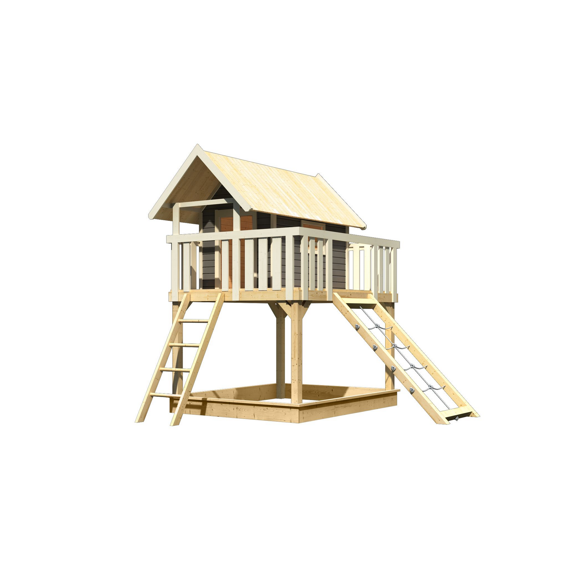 Stelzenhaus 'Karlie' terragrau mit Netzrampe 198 x 243 x 329,5 cm