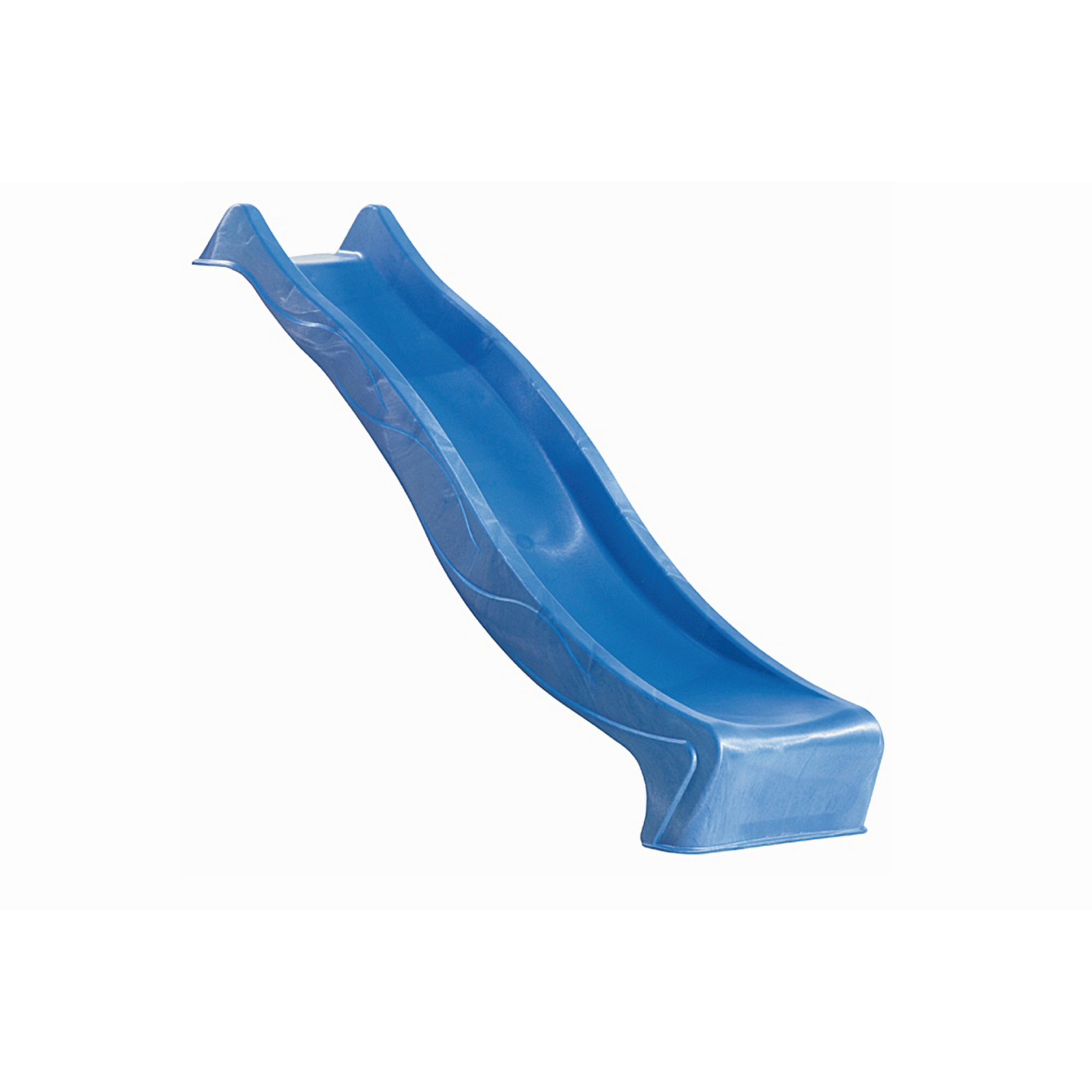 Stelzenhaus 'Karlie' naturbelassen mit Rutsche blau, Netzrampe 198 x 485 x 329,5 cm