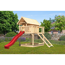 Stelzenhaus 'Karlie' naturbelassen mit Rutsche rot, Netzrampe 198 x 485 x 329,5 cm