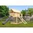 Stelzenhaus 'Karlie' naturbelassen mit Rutsche anthrazit, Netzrampe 198 x 485 x 329,5 cm
