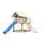 Stelzenhaus 'Karlie' terragrau mit Rutsche blau, Netzrampe 198 x 485 x 329,5 cm