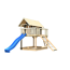 Stelzenhaus 'Karlie' terragrau mit Rutsche blau, Netzrampe 198 x 485 x 329,5 cm