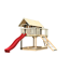 Stelzenhaus 'Karlie' terragrau mit Rutsche rot, Netzrampe 198 x 485 x 329,5 cm
