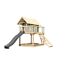 Stelzenhaus 'Karlie' terragrau mit Rutsche anthrazit, Netzrampe 198 x 485 x 329,5 cm