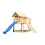 Stelzenhaus 'Karlie' naturbelassen mit Rutsche blau, Holzrampe 198 x 485 x 329,5 cm