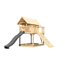 Stelzenhaus 'Karlie' naturbelassen mit Rutsche anthrazit, Holzrampe 198 x 485 x 329,5 cm