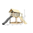 Stelzenhaus 'Karlie' terragrau mit Rutsche anthrazit, Holzrampe 198 x 485 x 329,5 cm