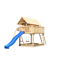 Stelzenhaus 'Karlie' naturbelassen mit Doppelschaukel, Rutsche blau 438 x 485 x 329,5 cm