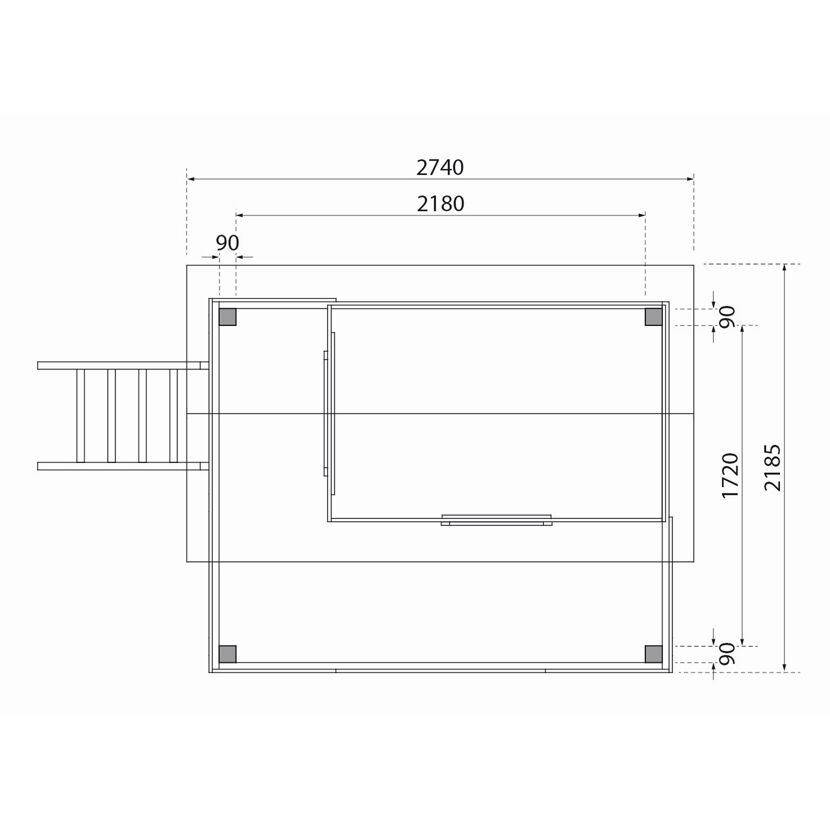Stelzenhaus 'Karlie' naturbelassen mit Doppelschaukel, Rutsche rot 438 x 485 x 329,5 cm