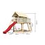 Stelzenhaus 'Karlie' terragrau mit Doppelschaukel, Rutsche rot 438 x 485 x 329,5 cm