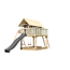 Stelzenhaus 'Karlie' terragrau mit Doppelschaukel, Rutsche anthrazit 438 x 485 x 329,5 cm