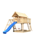 Stelzenhaus 'Karlie' naturbelassen mit Doppelschaukel, Rutsche blau 506 x 485 x 329,5 cm