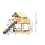 Stelzenhaus 'Karlie' naturbelassen mit Doppelschaukel, Rutsche anthrazit 506 x 485 x 329,5 cm