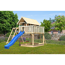 Stelzenhaus 'Karlie' terragrau mit Doppelschaukel, Rutsche blau 506 x 485 x 329,5 cm