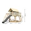 Stelzenhaus 'Karlie' terragrau mit Doppelschaukel, Rutsche anthrazit 506 x 485 x 329,5 cm