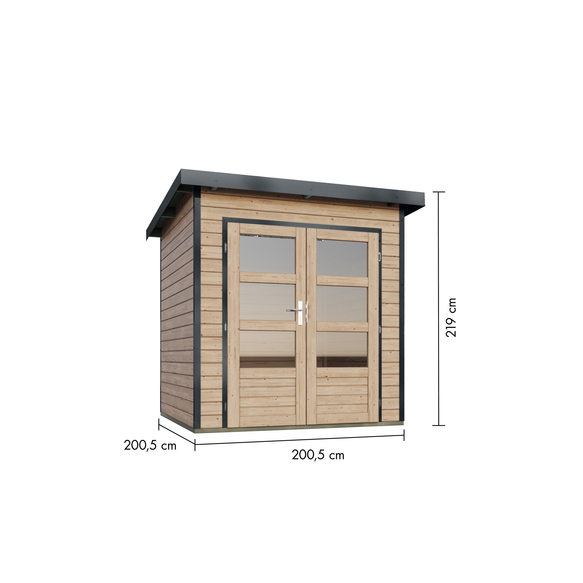 Gartenhaus 'Meteor 1 A' Fichtenholz naturbelassen/anthrazit 200,5 x 219 x 200,5 cm