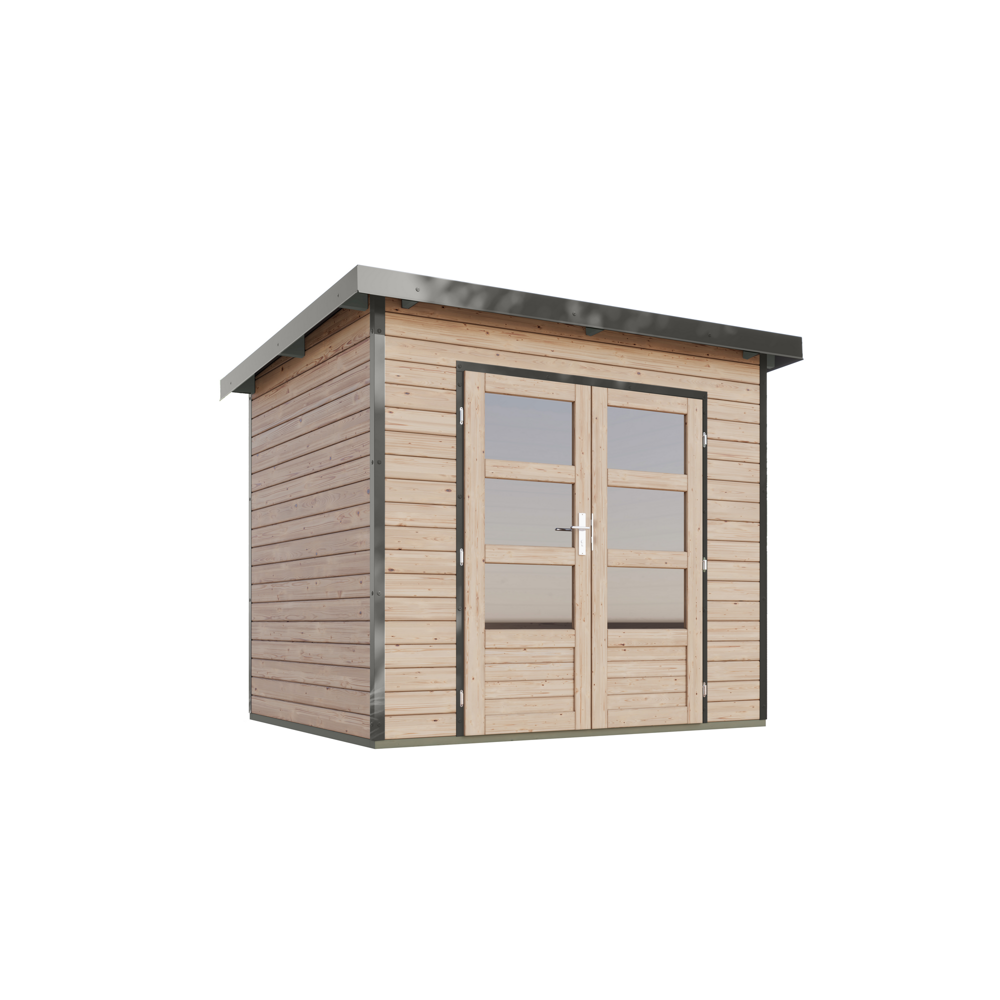 Gartenhaus 'Meteor 2 A' Fichtenholz naturbelassen/graualuminium 240,5 x 219 x 200,5 cm