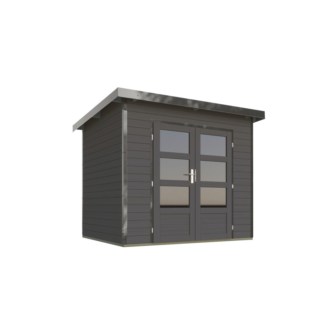 Gartenhaus 'Meteor 2 B' Fichtenholz terragrau/graualuminium 240,5 x 219 x 200,5 cm