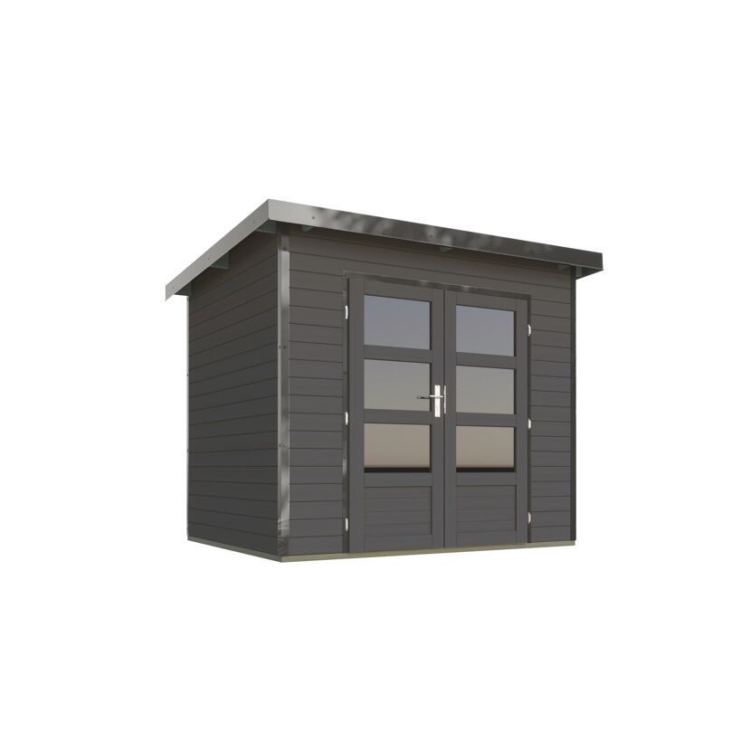 Gartenhaus 'Meteor 2 B' Fichtenholz terragrau/graualuminium 240,5 x 219 x 200,5 cm