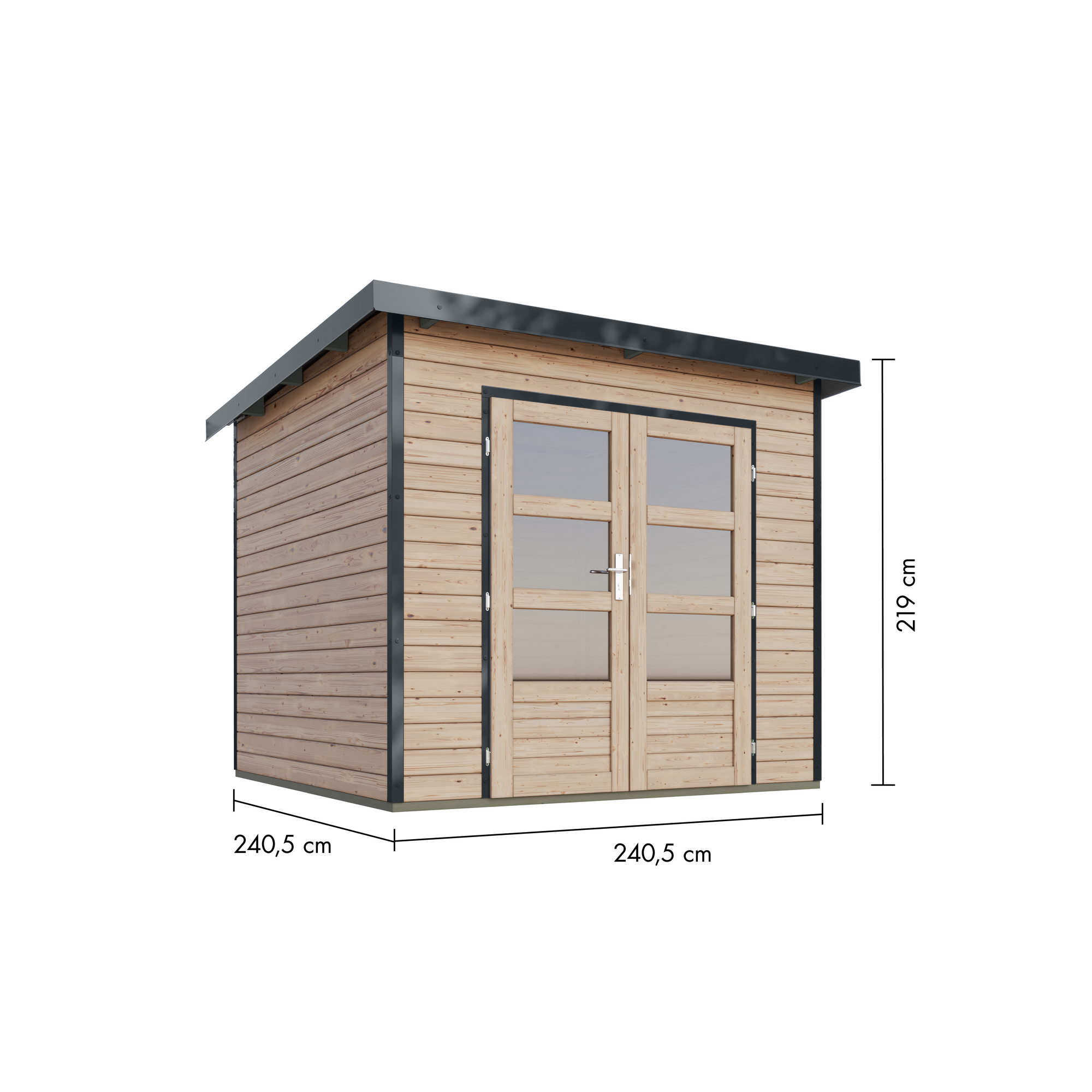 Gartenhaus 'Meteor 3 A' Fichtenholz naturbelassen/anthrazit 240,5 x 219 x 240,5 cm