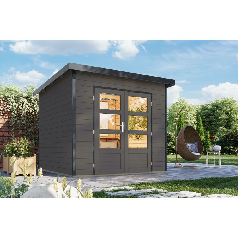 Gartenhaus 'Meteor 3 B' Fichtenholz terragrau/anthrazit 240,5 x 219 x 240,5 cm