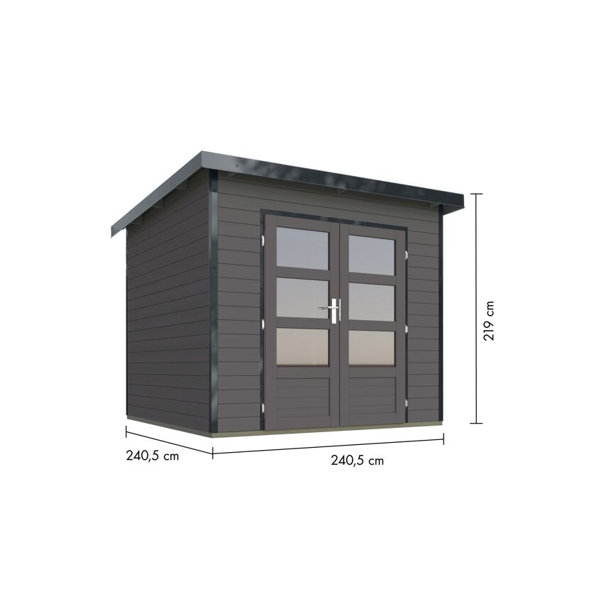 Gartenhaus 'Meteor 3 B' Fichtenholz terragrau/anthrazit 240,5 x 219 x 240,5 cm
