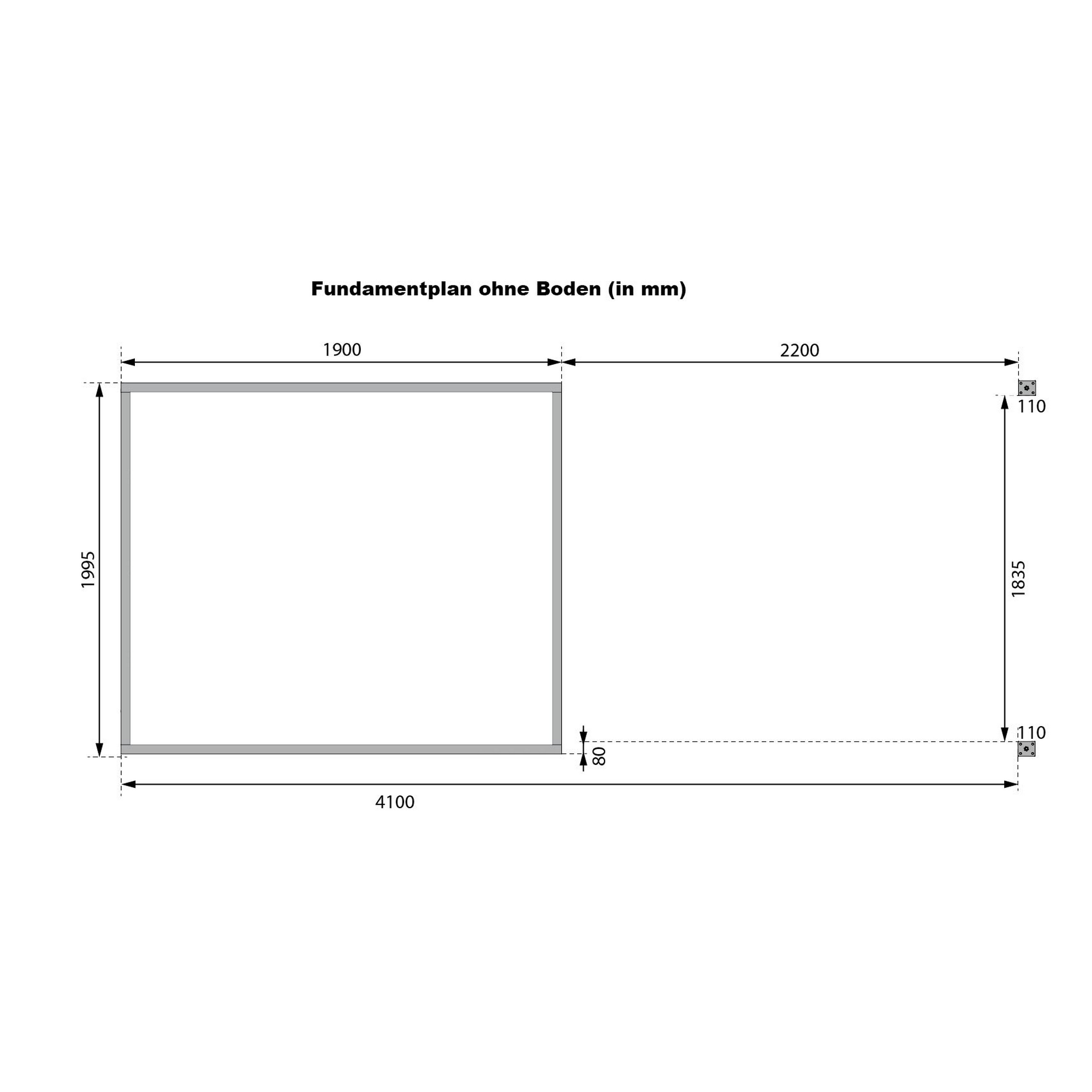 Gartenhaus-Set 'Meteor 1 A' Fichtenholz naturbelassen/graualuminium428 x 219 x 200,5 cm