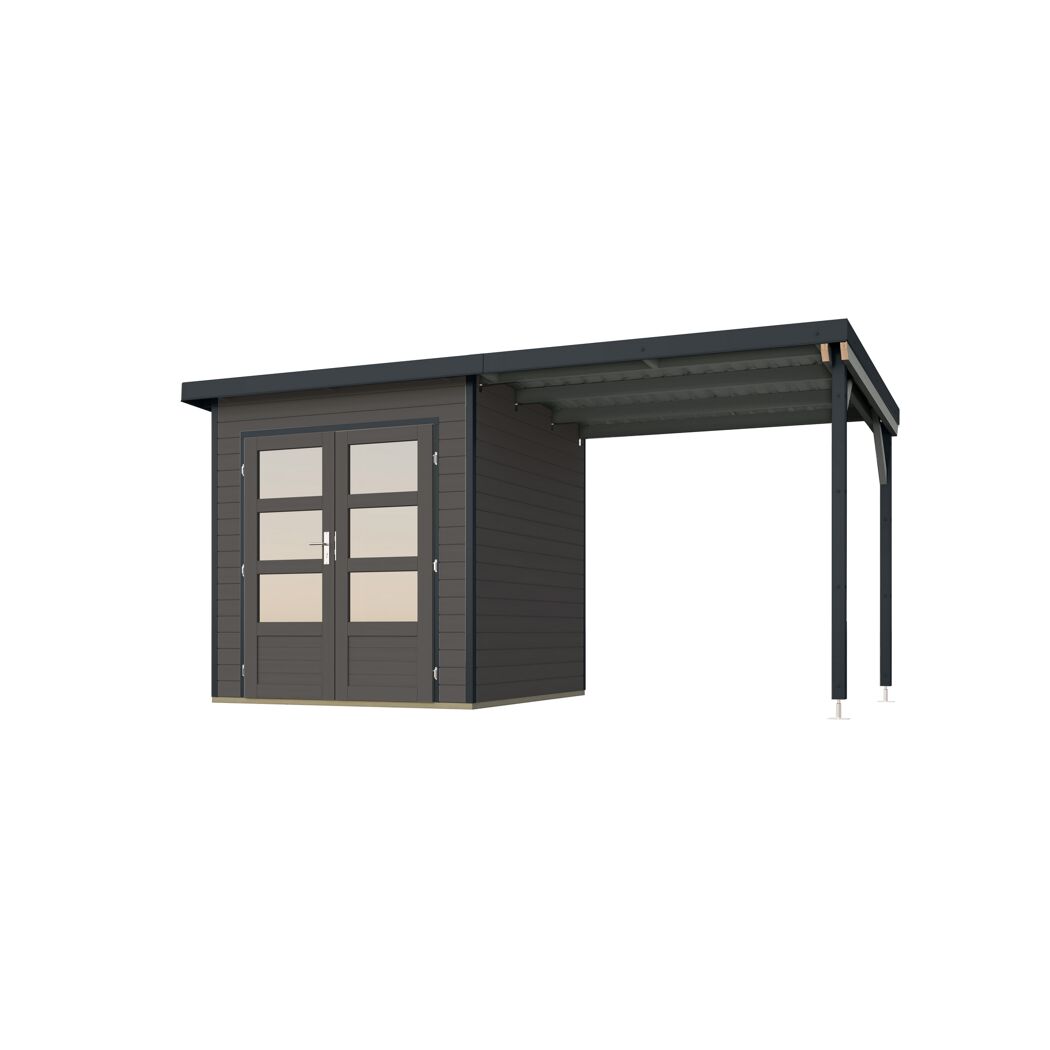 Gartenhaus-Set 'Meteor 1 B' Fichtenholz terragrau/anthrazit 428 x 219 x 200,5 cm
