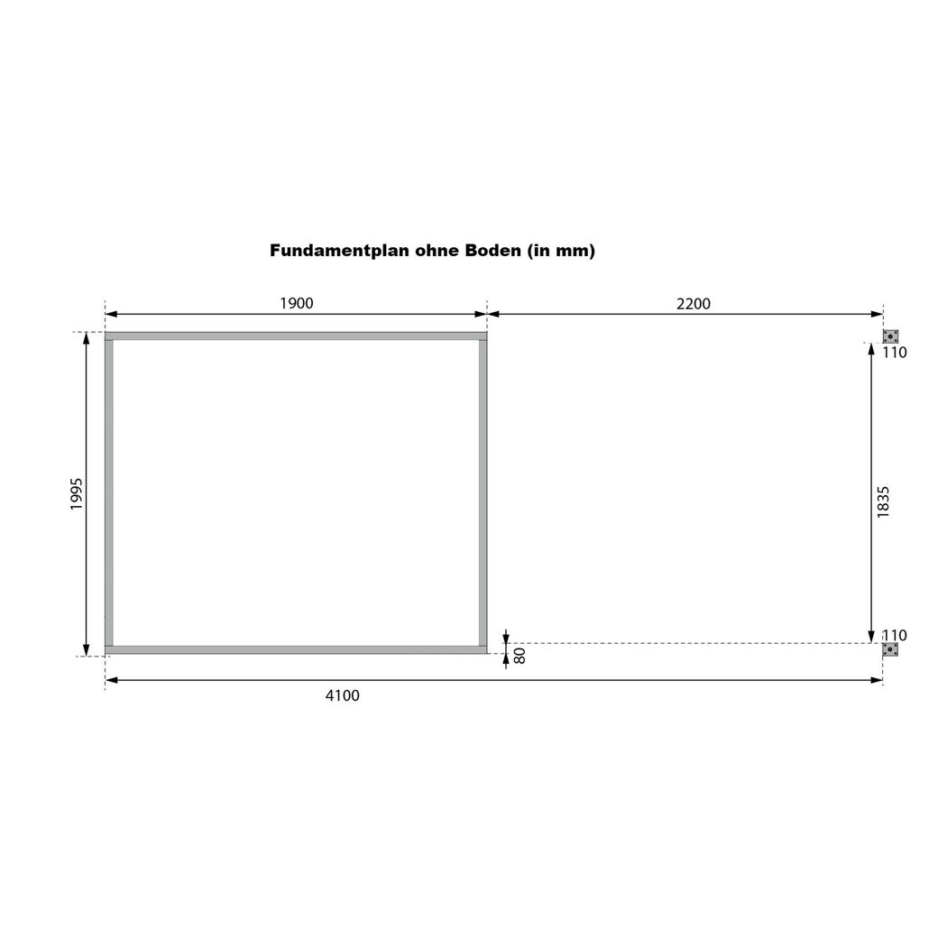 Gartenhaus-Set 'Meteor 1 B' Fichtenholz terragrau/anthrazit 428 x 219 x 200,5 cm