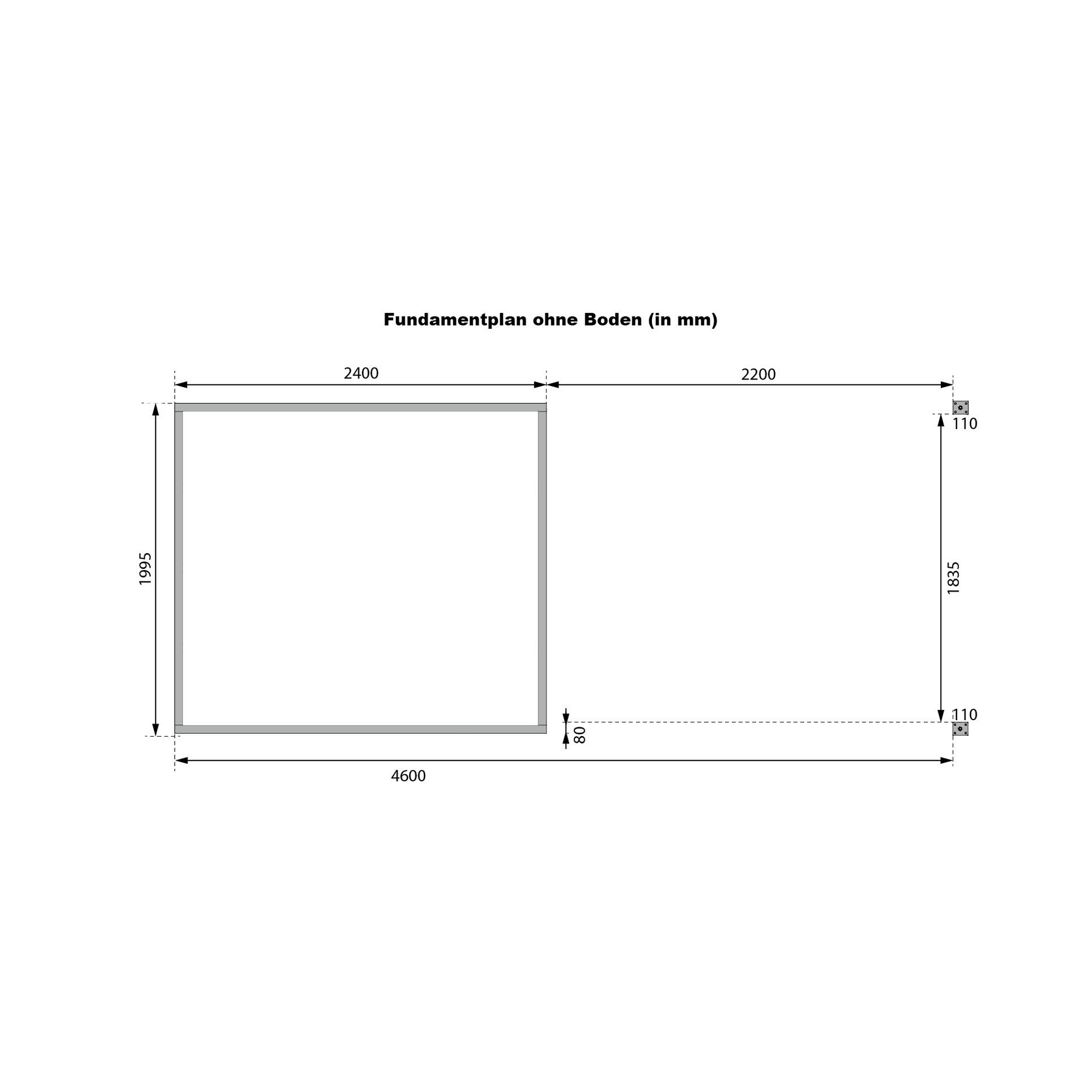 Gartenhaus-Set 'Meteor 2 A' Fichtenholz naturbelassen/graualuminium 469 x 219 x 200,5 cm