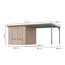 Gartenhaus-Set 'Meteor 3 A' Fichtenholz naturbelassen/graualuminium 544 x 219 x 240,5 cm