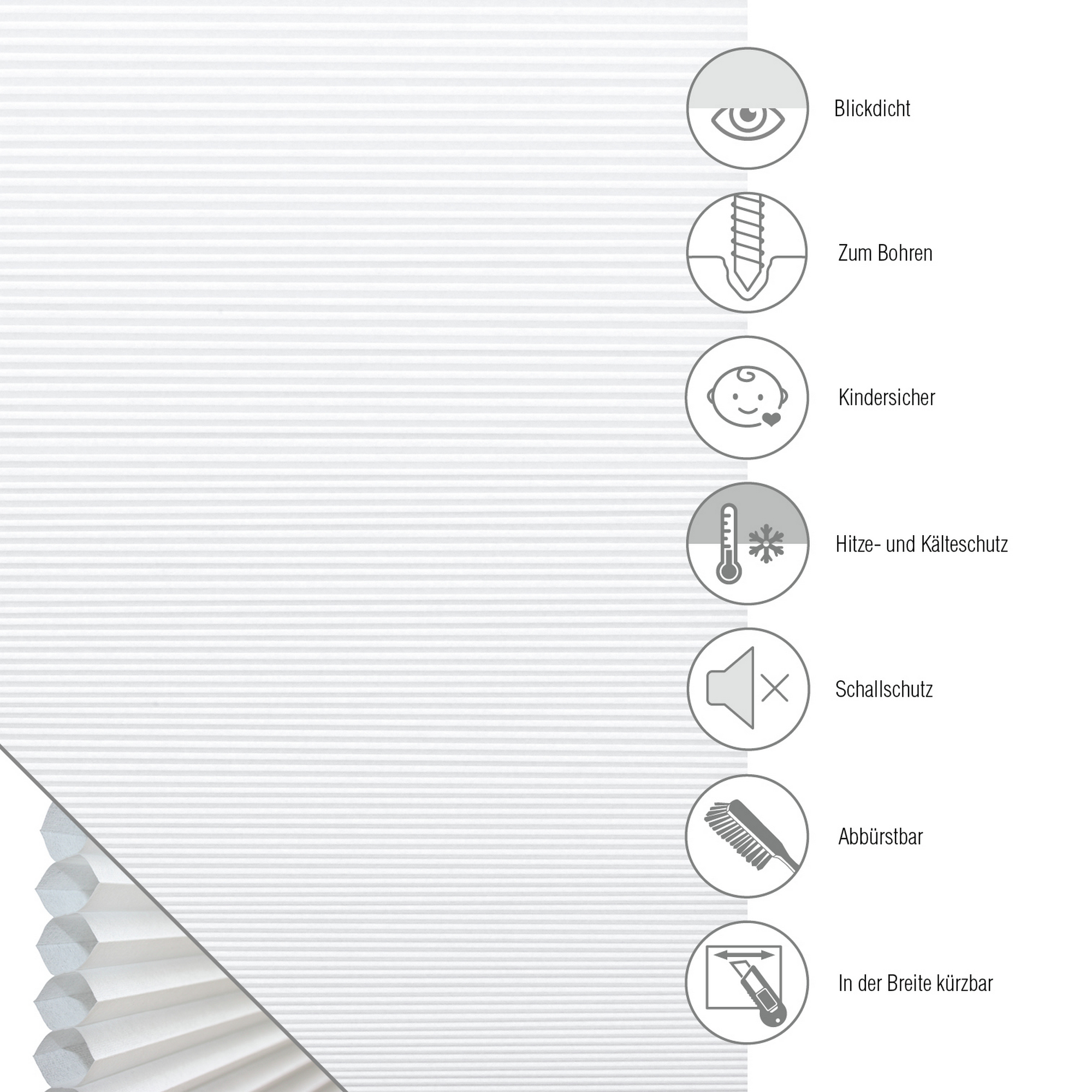 Wabenplissee 'Concept Tageslicht' weiß 80 x 210 cm