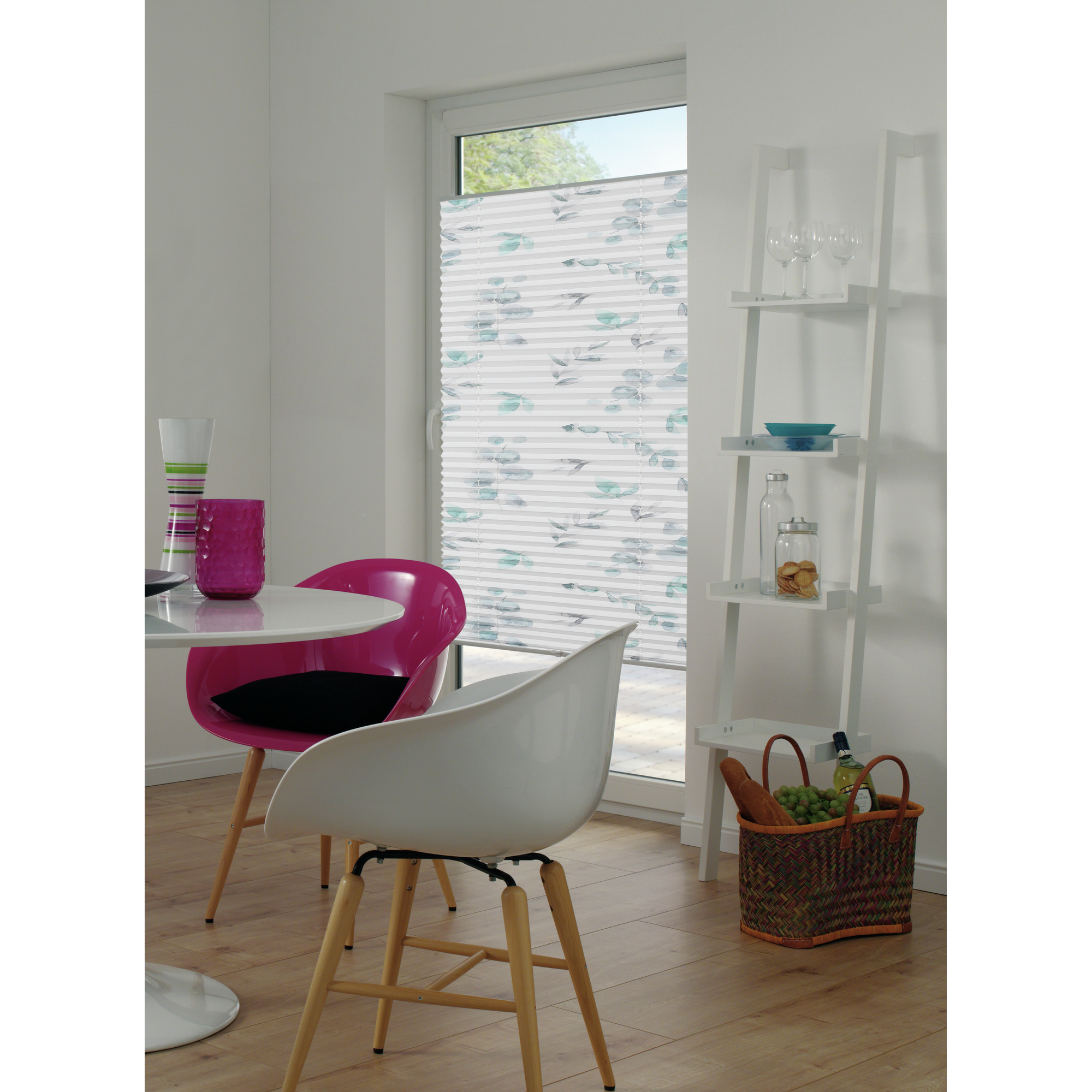 Plissee 'Concept' mit Zweigmuster weiß 80 x 210 cm